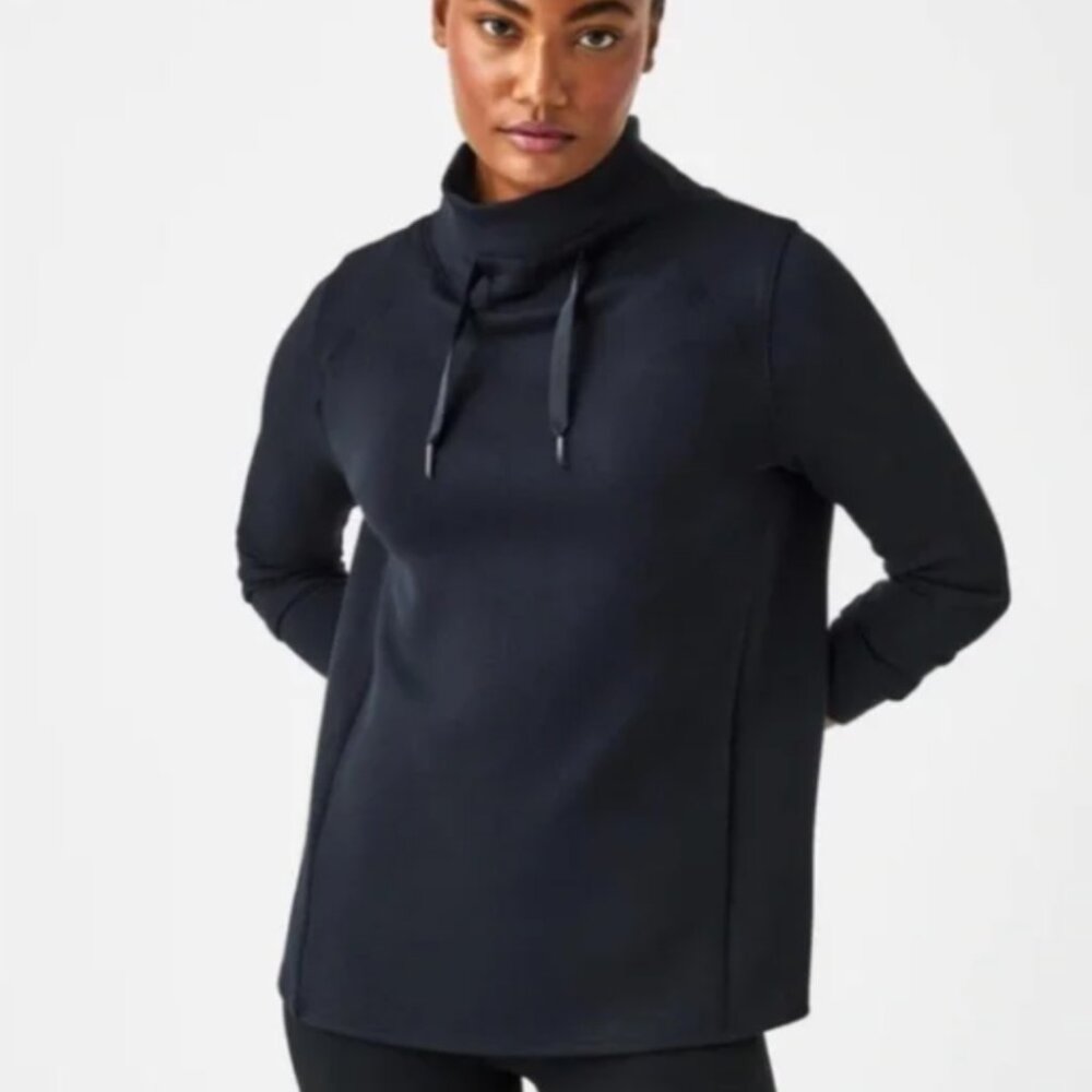 Spanx AirEssentials Got-Ya-Covered Pullover Sweatshirt Black Modal XL